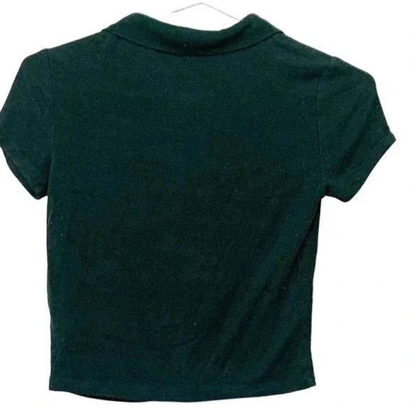 Garage Forest Green Button Down Ribbed Top,  Size XS - Picture 2 of 5